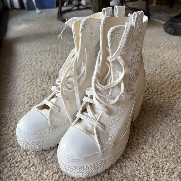 Converse Chuck 70 De Luxe Heel Hi Men's 5 Womens 7 Platform Boots Western Bling - Picture 2 of 6